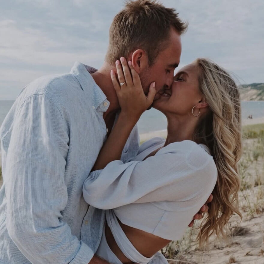 Couple kissing at the beach